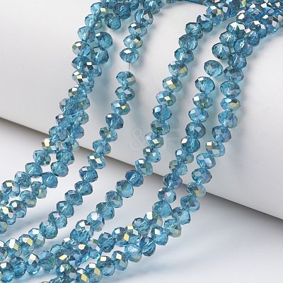 Electroplate Transparent Glass Beads Strands EGLA-A034-T6mm-S18-1