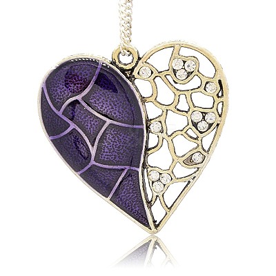 Antique Silver Alloy Crystal Rhinestone Enamel Pendants ENAM-J154-04AS-1
