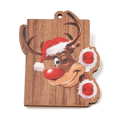 Christmas Theme Wood Printed Brooches for Women LS-JEWB-Z029-01D-1