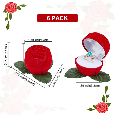 Flocking Plastic Rose Finger Ring Boxes CON-DR0001-01-1