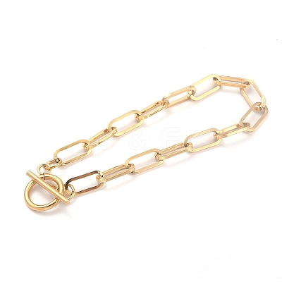 Ion Plating(IP) 304 Stainless Steel Paperclip Chain Bracelets BJEW-O186-03G-1