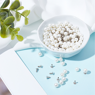 100 Sets ABS Plastic Imitation Pearl Rivet Studs KY-GF0001-25-1