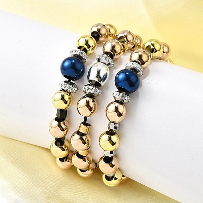 304 & 201 Stainless Steel with Clay Bracelets BJEW-D314-01-1