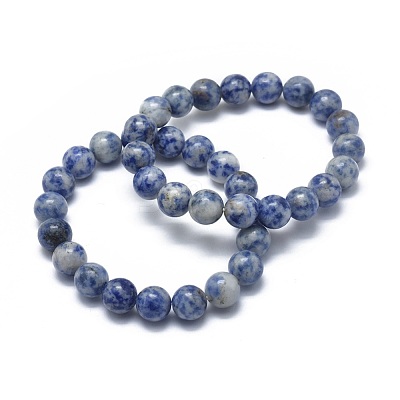 Natural Blue Spot Jasper Bead Stretch Bracelets BJEW-K212-C-039-1