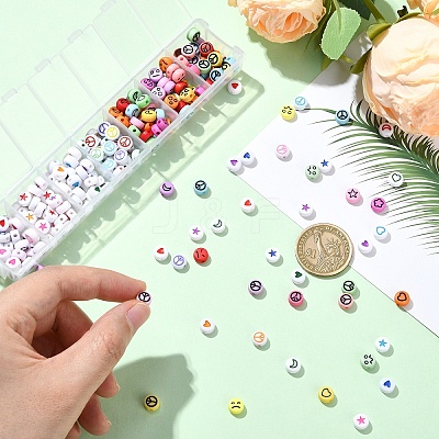 7 Styles Opaque Acrylic Beads MACR-YW0003-62-1