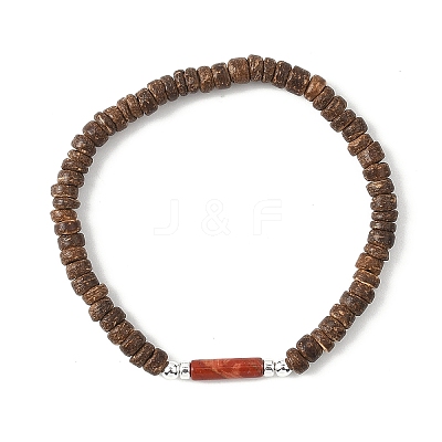 Coconut and Natural & Synthetic Mixed Gemstone Beads Stretch Bracelets BJEW-JB12674-1