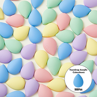 80pcs 4 colors Opaque Spray Painted Acrylic Cabochons ACRP-DC0001-01-1