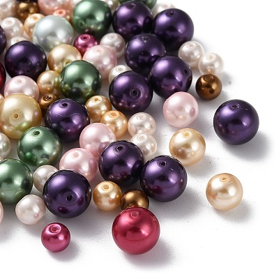 Eco-Friendly Dyed Glass Pearl Round Beads HY-X0006-1