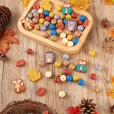 69Pcs 12 Style Food Grade Eco-Friendly Silicone Focal Beads SIL-BT0001-06-1