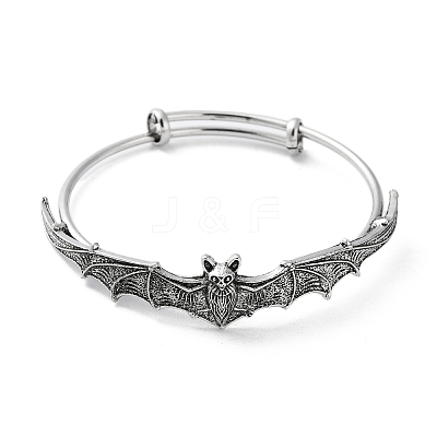 Gothic Bat Alloy Expandable Bangles BJEW-B081-01AS-1