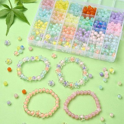 516Pcs 21 Style Acrylic Round Beads DIY-YW0008-09-1