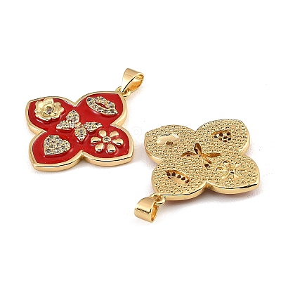 Brass Micro Pave Clear Cubic Zirconia Pendants KK-CBA9175-23G-1