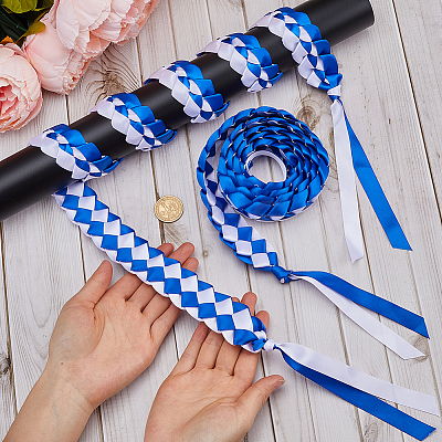 Two Tone Graduation Ribbon Leis FIND-WH0423-78A-1