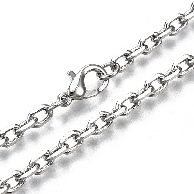 Brass Cable Chains Necklace Making MAK-N034-004A-P-1