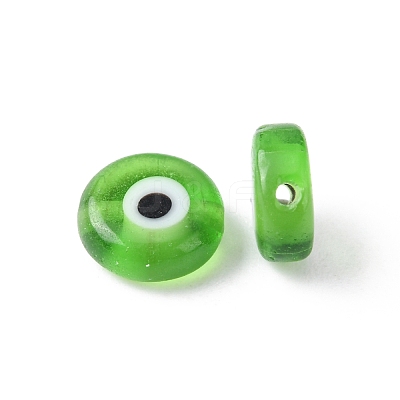 Handmade Evil Eye Lampwork Flat Round Bead Strands LAMP-L058-8mm-02-1