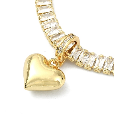 Brass Heart Charm Bracelets BJEW-F450-03G-1