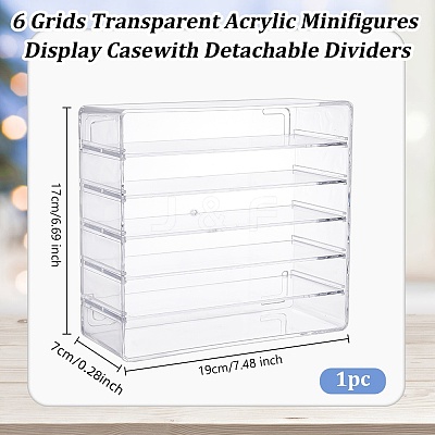 6 Grids Transparent Acrylic Minifigures Display Case with Detachable Dividers DIY-WH0430-530B-1