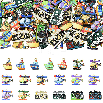 24Pcs 10 Styles Printed Alloy Pendants ENAM-YW0006-88-1