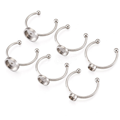 9Pcs 3 Styles 304 Stainless Steel Cuff Pad Ring Settings STAS-PJ0001-16P-1