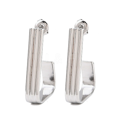 304 Stainless Steel Trapezoid Stud Earrings EJEW-P324-13P-1