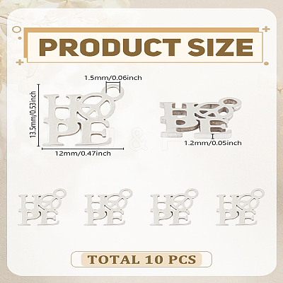 10Pcs 201 Stainless Steel Charms STAS-LP0003-14-1