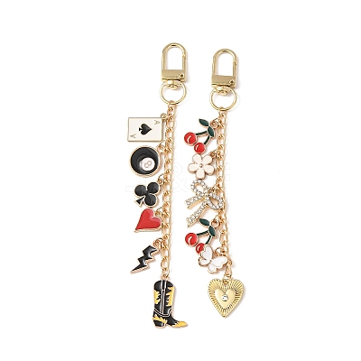 2Pcs 2 Styles Alloy Enamel Pendant Decorations HJEW-BM0001-46B-1