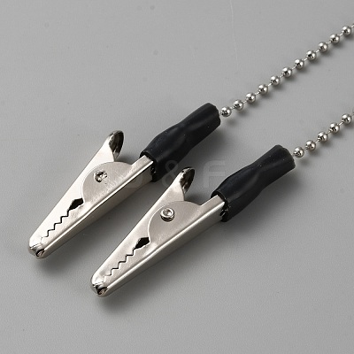 Iron Ball Chain with Plastic Napkin Clip AJEW-WH20006-16E-1