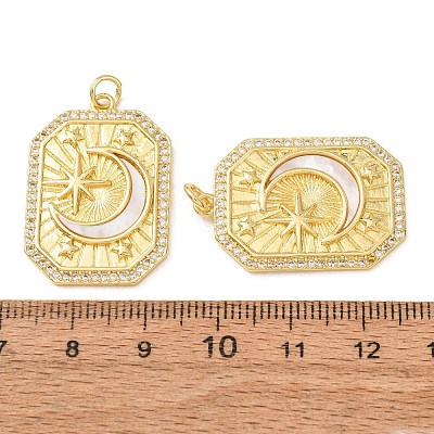 Brass Micro Pave Clear Cubic Zirconia Pendants KK-CBADE12-02B-G-1