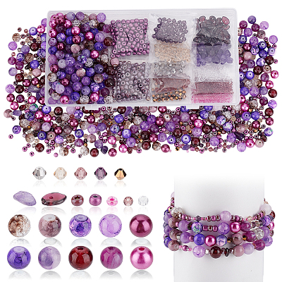 Imitate Austrian Crystal Bicone Glass & Mixed Glass Beads Findings Kits GLAA-GA0002-33-1