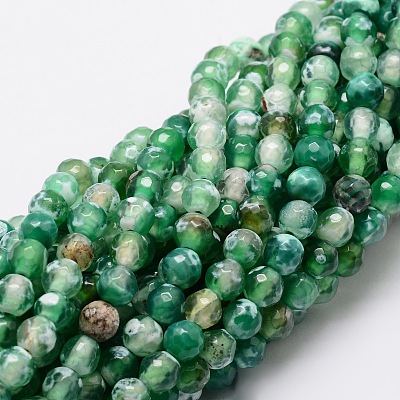 Faceted Natural Agate Round Beads Strands G-E319C-6mm-05-1