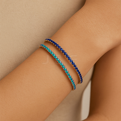 12Pcs 12 Colors Alloy Rhinestone Cup Chain Bracelets for Women BJEW-HY0001-09-1