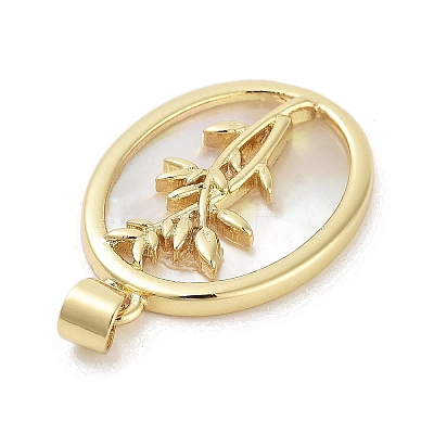 Rack Plating Brass Pave Shell Pendants KK-Z064-28G-01-1