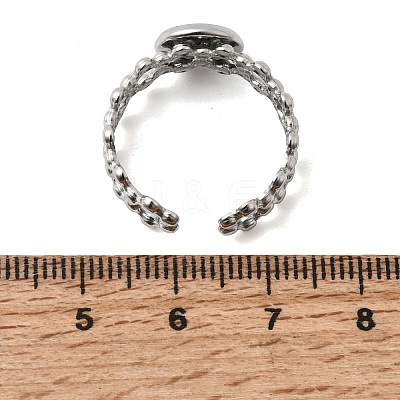 Hollow Flower 304 Stainless Steel Cuff Ring Components STAS-P454-03A-P-1