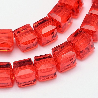 Faceted Cube Transparent Glass Beads Strands X-EGLA-E041-5mm-D07-1
