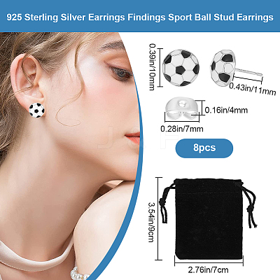 4 Pairs Sport Ball Alloy Stud Earrings for Women EJEW-BBC0001-52E-1