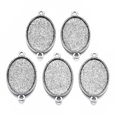 Tibetan Style Oval Alloy Cabochon Connector Settings LS-TIBE-Q038-002B-AS-RS-1
