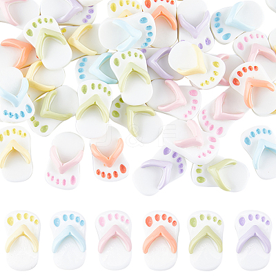 48Pcs 6 Colors Opaque Resin Cabochons RESI-SC0002-68-1