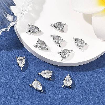 SHEGRACE Brass Pave Clear Cubic Zirconia Teardrop Chandelier Component Links XGRQ2O074-428P-1