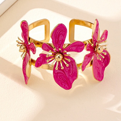 Flower Iron Enamel Cuff Bangles for Women FS-WG24287-03-1