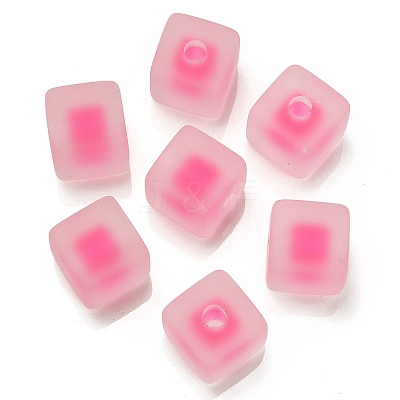 Frosted Acrylic European Large Hole Beads OACR-G012-14F-1