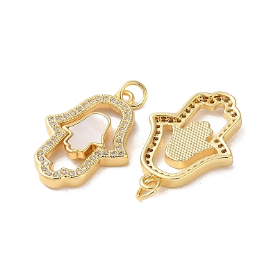 Brass Micro Pave Cubic Zirconia Pendants KK-B083-21G-1