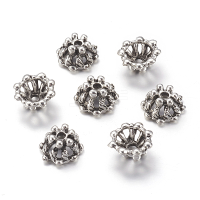 Hollow Alloy Bead Caps X-EA9057Y-1