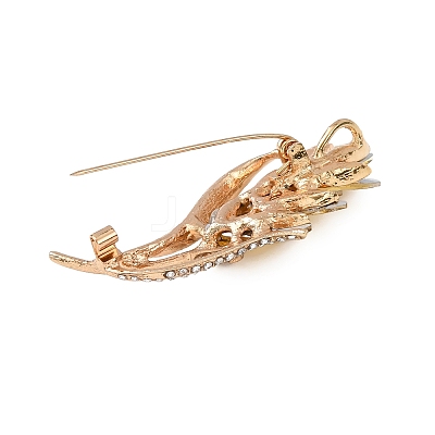 Wheat Shape Alloy Rhinestone Lapel Pins for Backpack Clothes JEWB-B038-01G-1