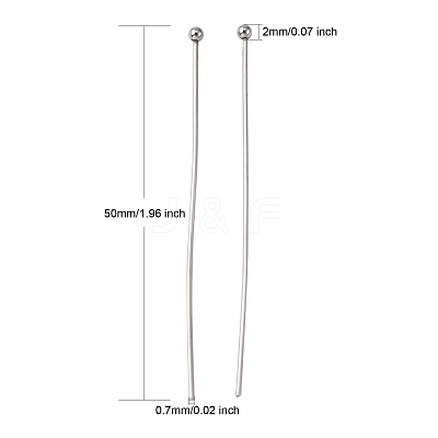 Tarnish Resistant 304 Stainless Steel Ball Head Pins STAS-K146-045-50x0.7mm-1
