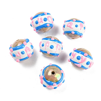Hand Painted Acrylic with Enamel Beads MACR-K354-36-1