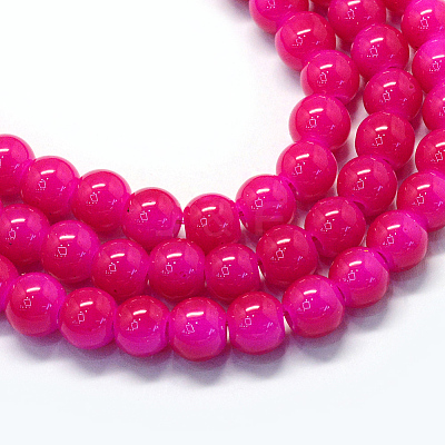Baking Paint Imitation Jade Glass Round Bead Strands X-DGLA-Q021-4mm-04-1