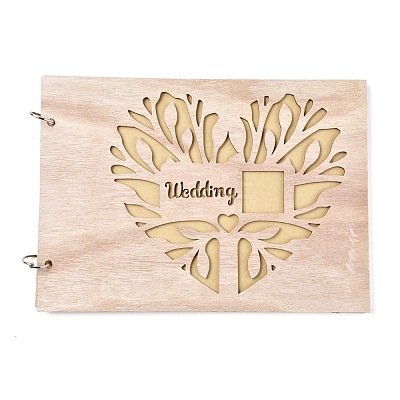 Wooden Wedding Guestbooks Notepad AJEW-M206-16-1