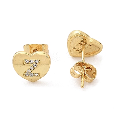 Rack Plating Brass Micro Pave Clear Cubic Zirconia Stud Earrings EJEW-K299-01G-Z-1
