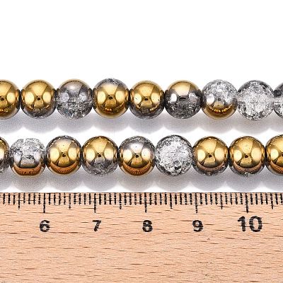 Electroplated Crackle Glass Beads Strands X-EGLA-N014-8mm-04-1