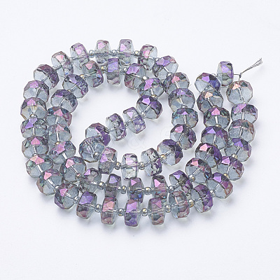 Electroplat Glass Beads Strands X-EGLA-Q092-8mm-D07-1
